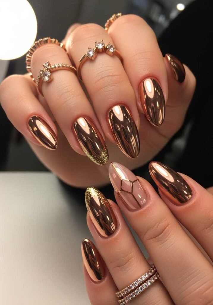 Rose Gold Metallic Nails