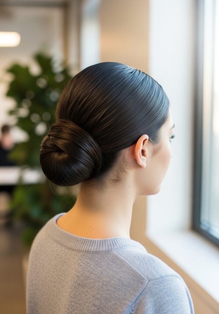 Sleek Middle-Part Hidden Bun