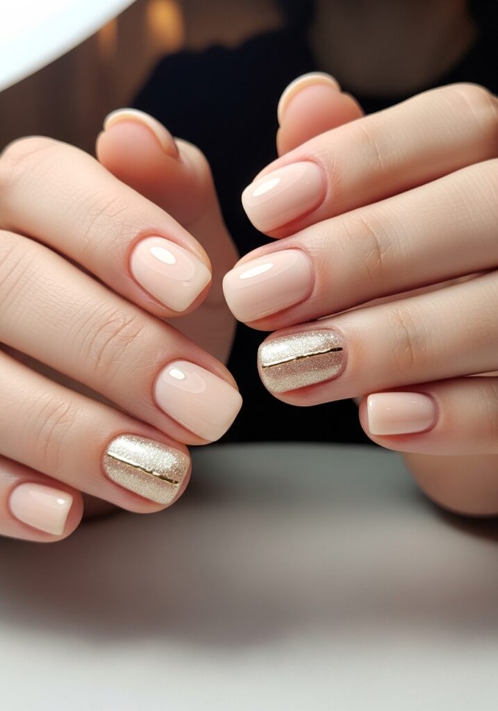Soft Champagne Glow Nails 