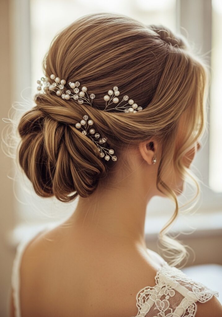 Soft Curly Updo with Tendrils