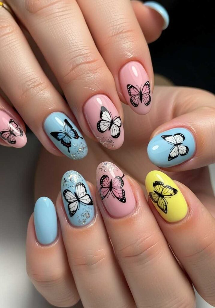 Tiny Butterfly Nail Art