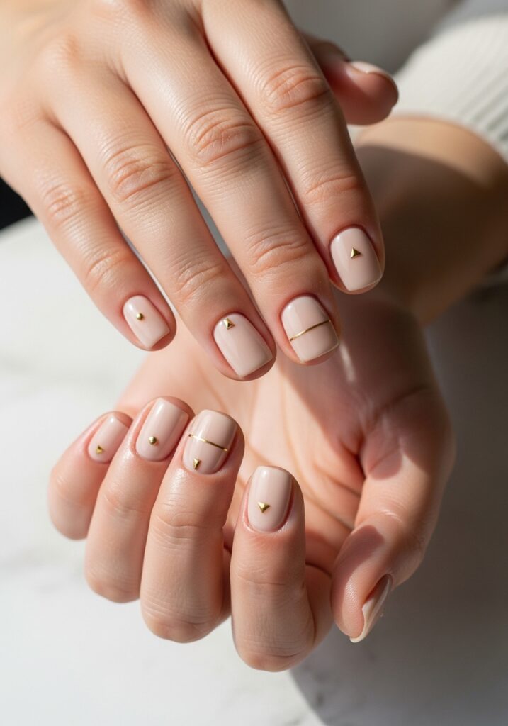 Tiny Gold Accent Nails 