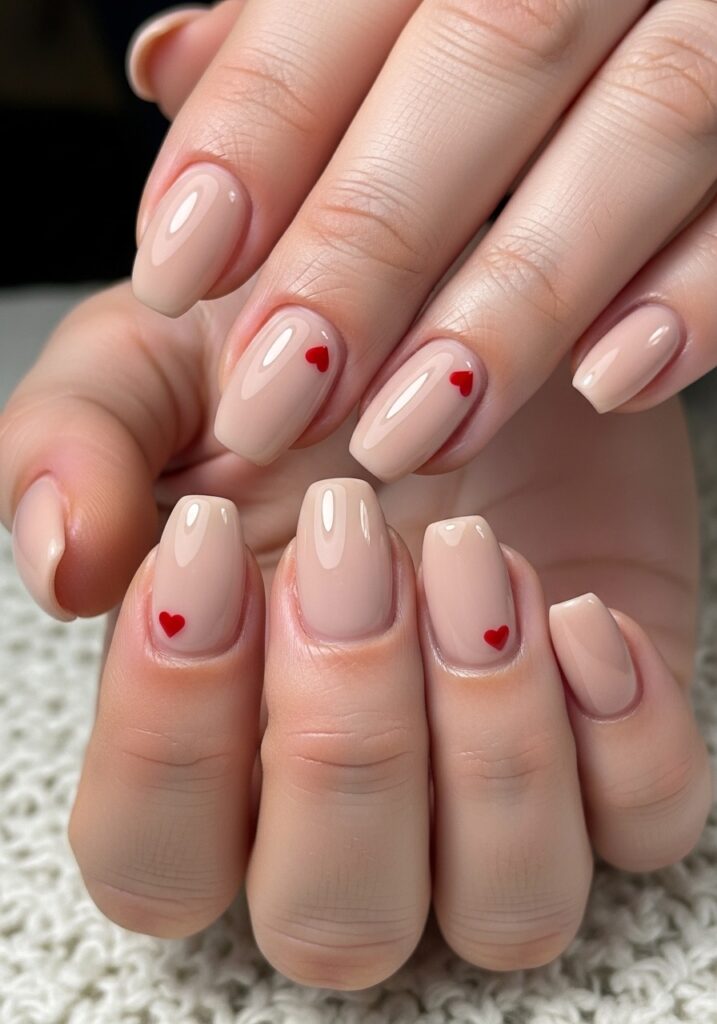 Tiny Heart Accent Nails