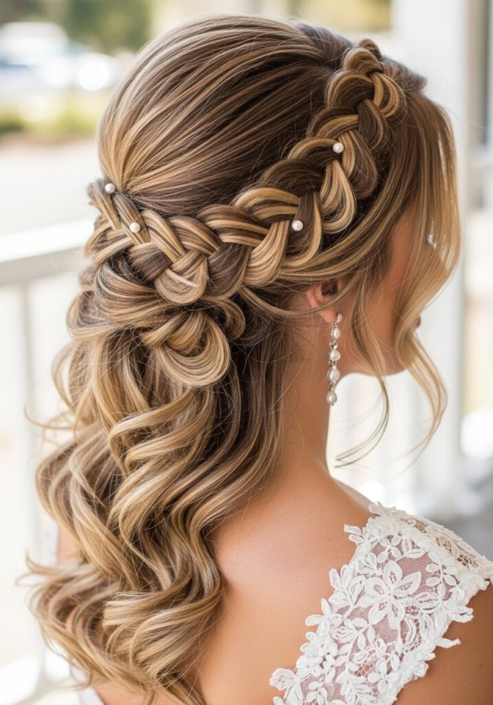 Waterfall Braid with Curls