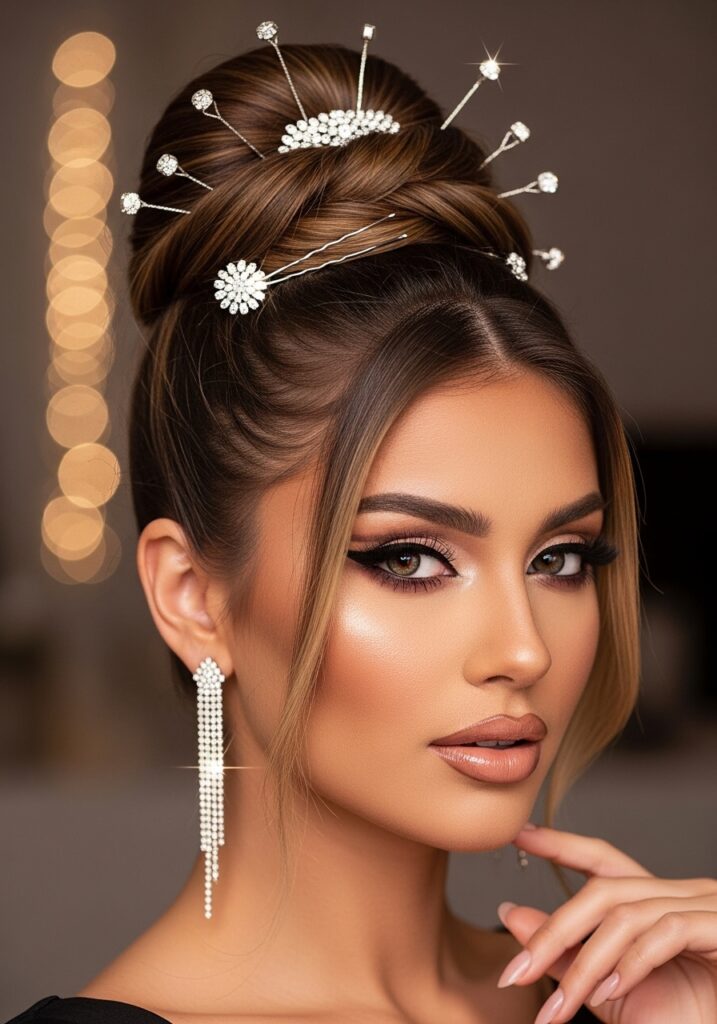Wrapped Bun with Accessories Glam Style