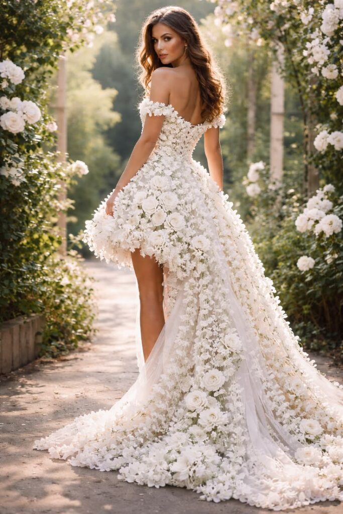 3D Floral Appliqué Reception Dress