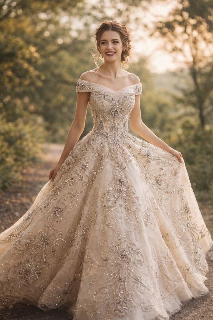 Blush Ballgown with Crystal Bodice