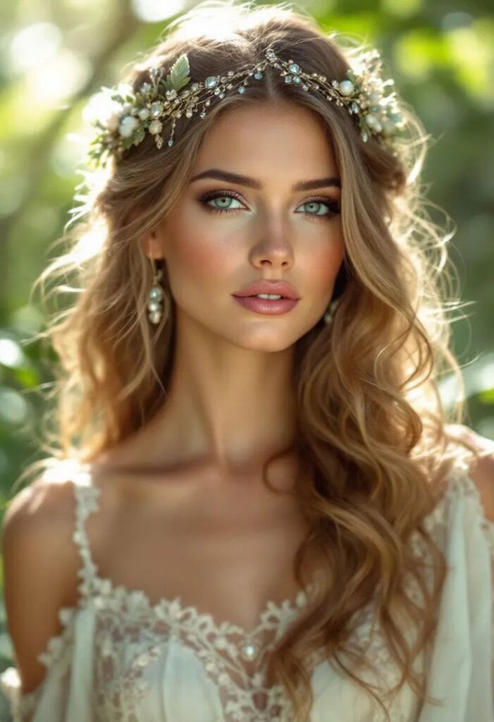 Bohemian Crown with Loose Waves