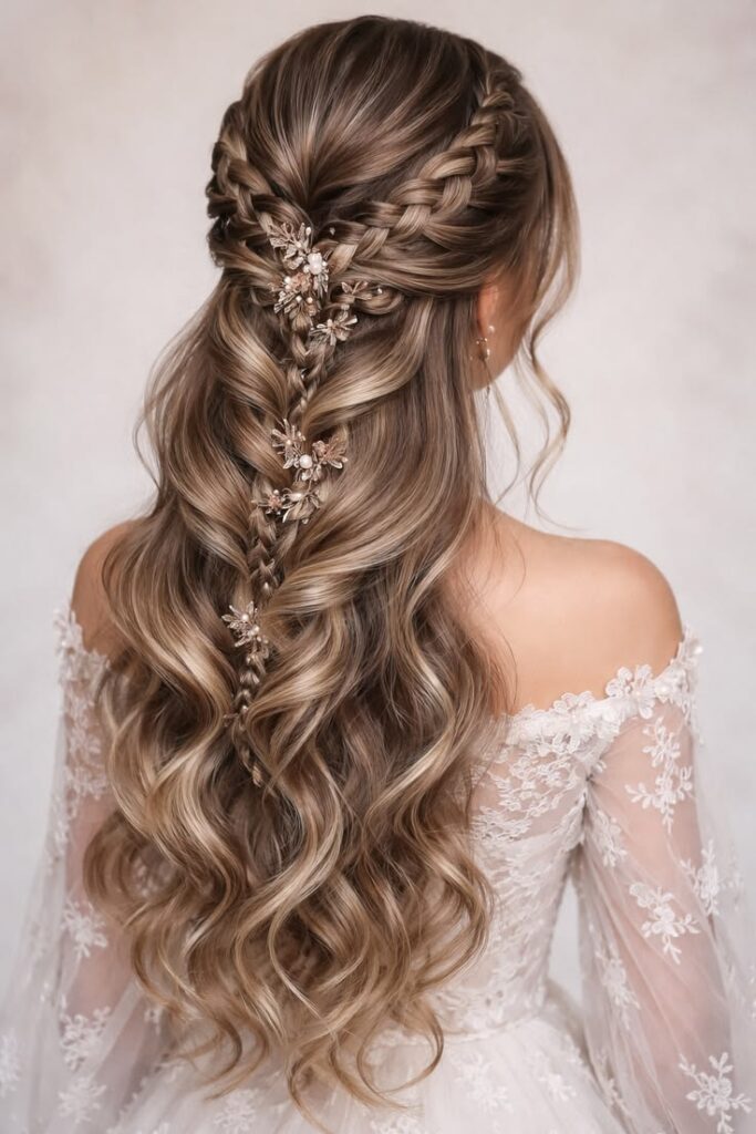 Boho Half-Up Waterfall Braids