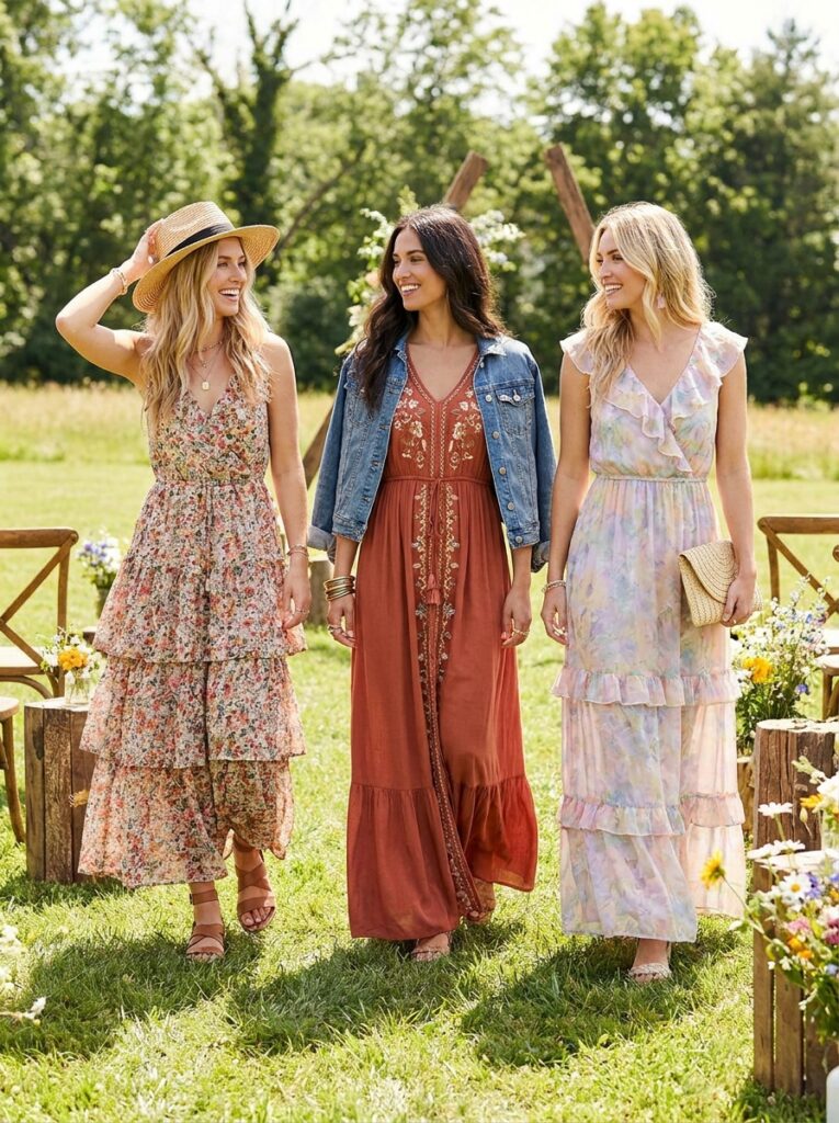 Boho Maxi Dress Flow Summer Wedding Guest Outfit Ideas That Feel Stylish and Cool