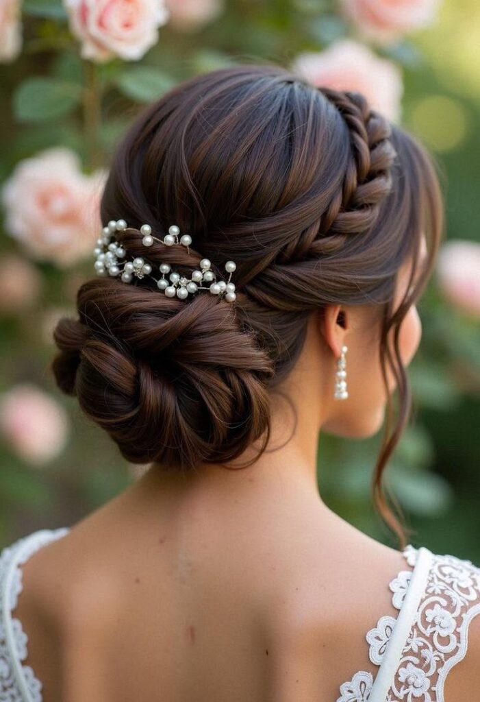 Braided Bun with Pearl Pins