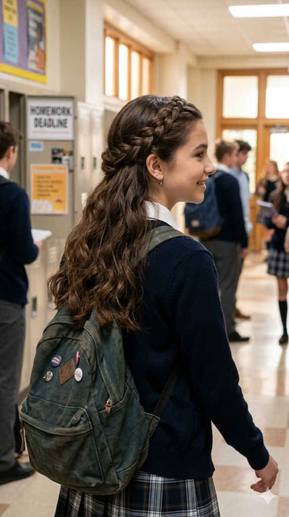 Braided Headband Style Hidden Hairstyle for School girls