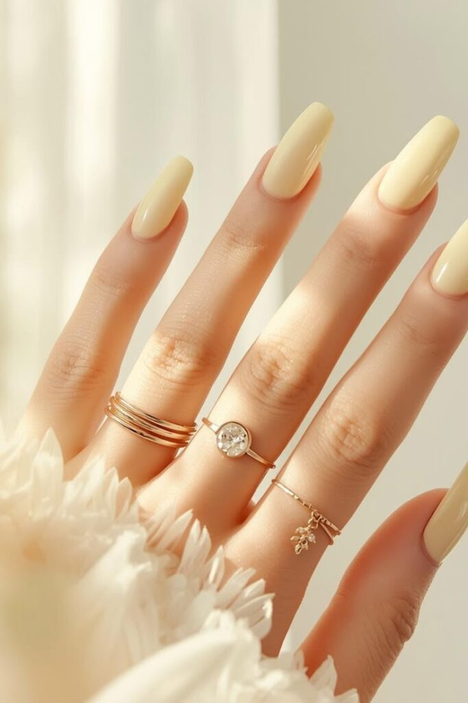 Butter Yellow Coffin Nails