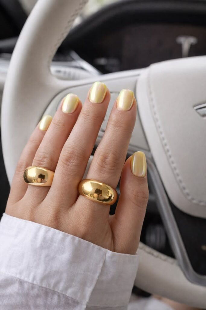 Butter Yellow Gold Foil Nails