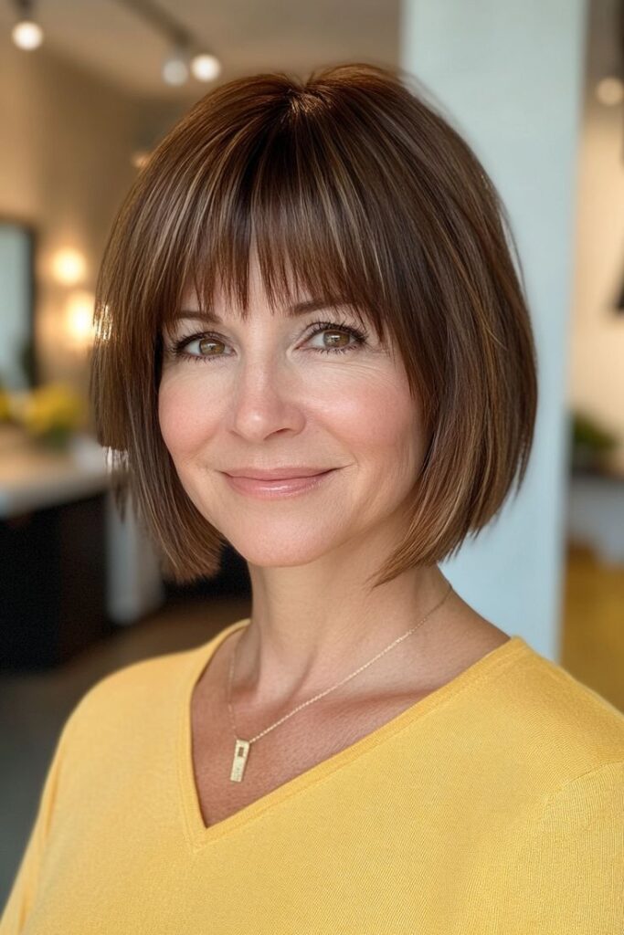 Classic Chin-Length Bob with Straight Bangs