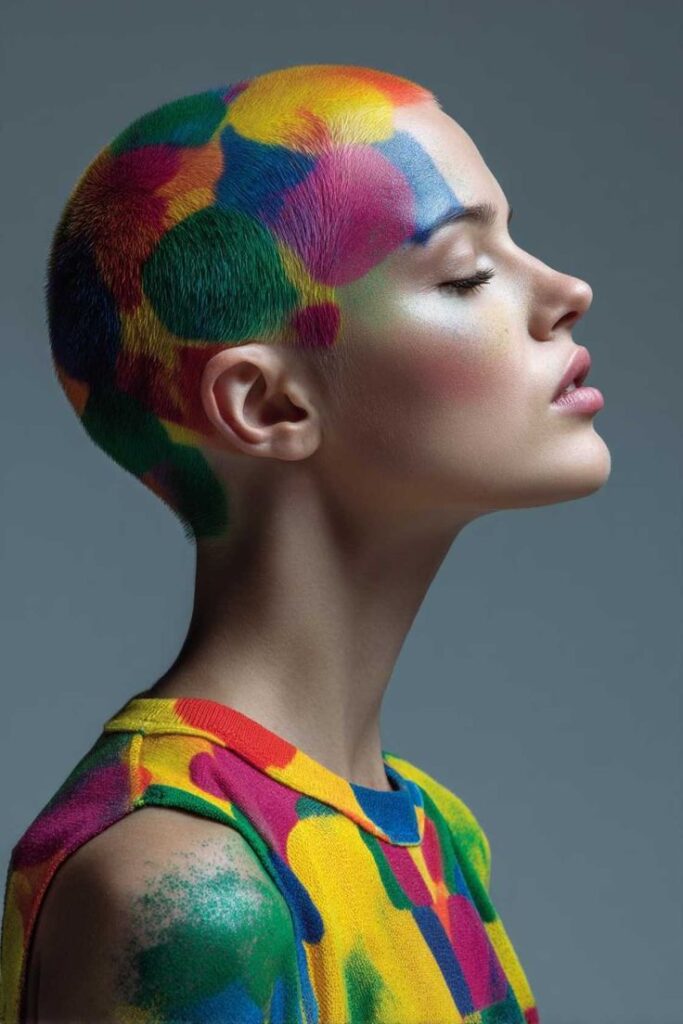 Colorful Rainbow Buzz Cut