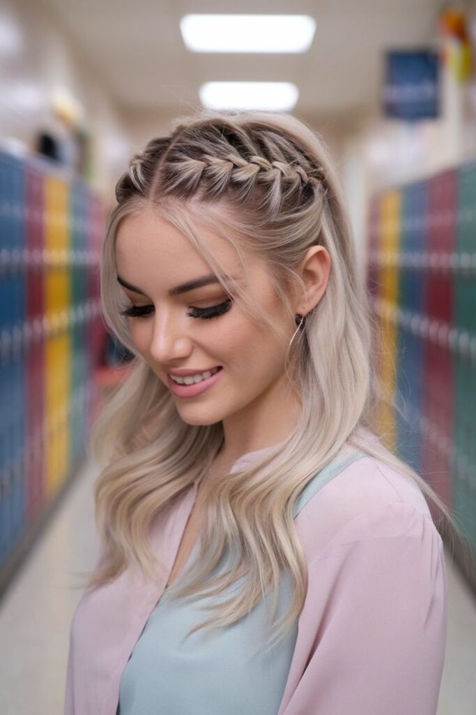 Double Braided Half-Up Style