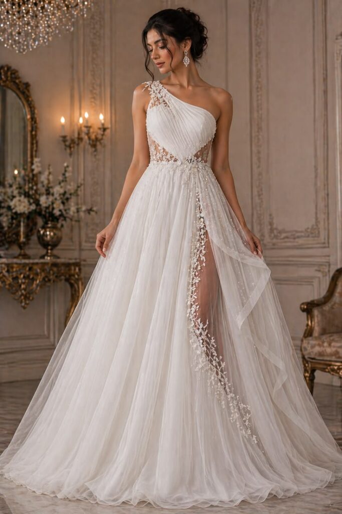 Draped Asymmetric Gown