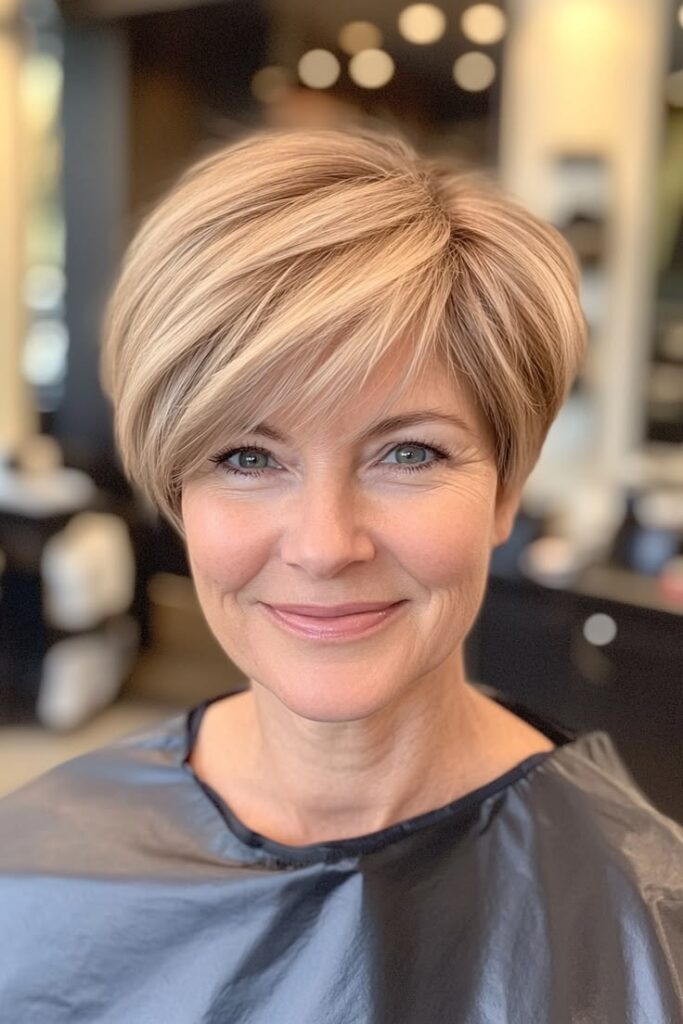 Elegant Pixie Cut with Side-Swept Bangs