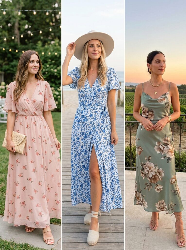 Flowy Floral Maxi Dress Romance Summer Wedding Guest Outfit Ideas That Feel Stylish and Cool