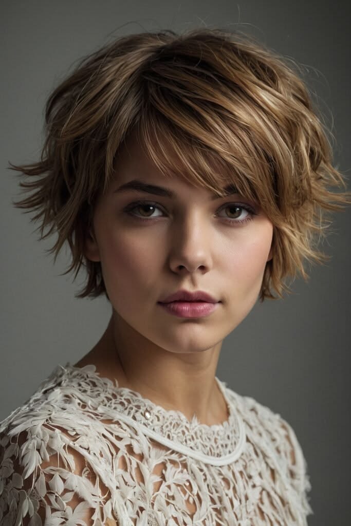 French Crop with Textured Fringe for Thick Hair