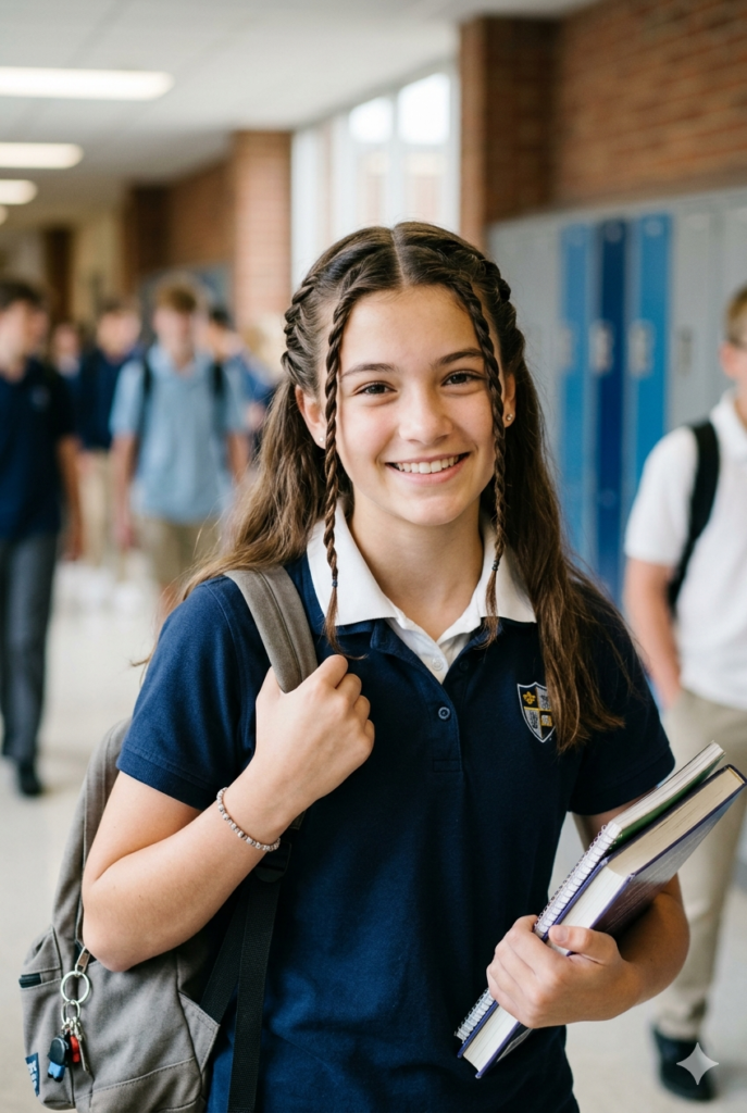 Front Twisted Strands Hairstyle for School girls