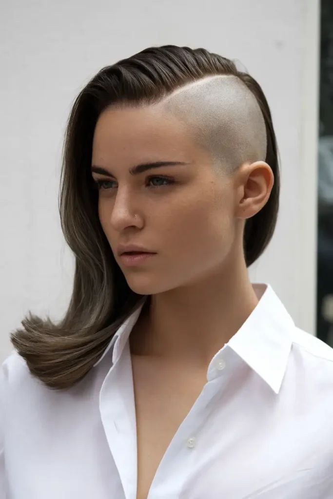 Geometric Side Shave with Sleek Straight Hair