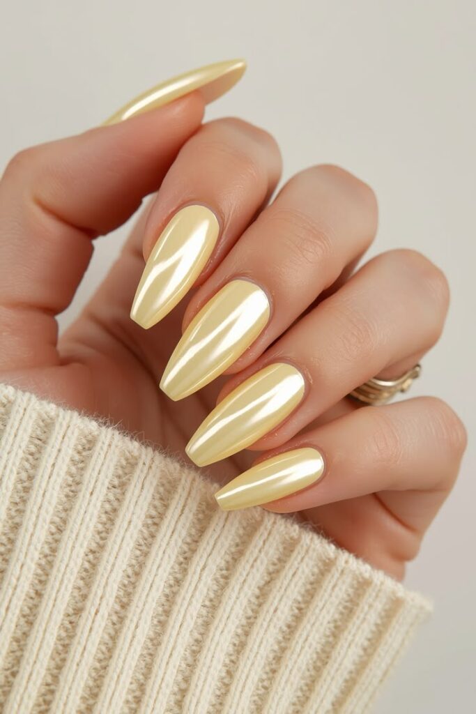 Glitter Butter Yellow Nails