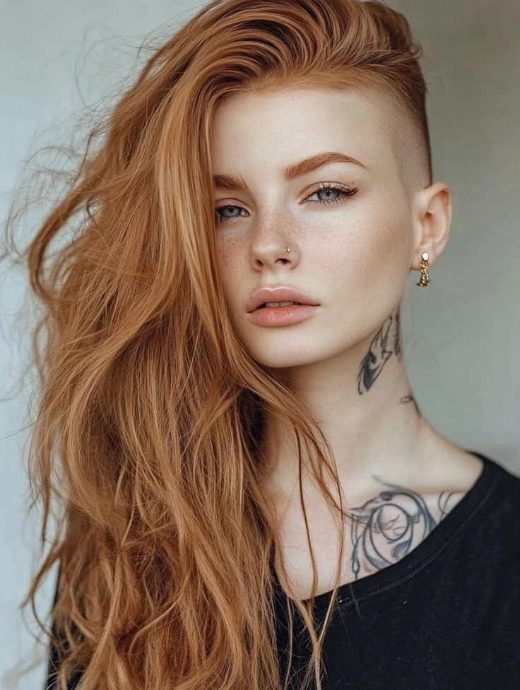 Half-Shaved Head with Long Waves