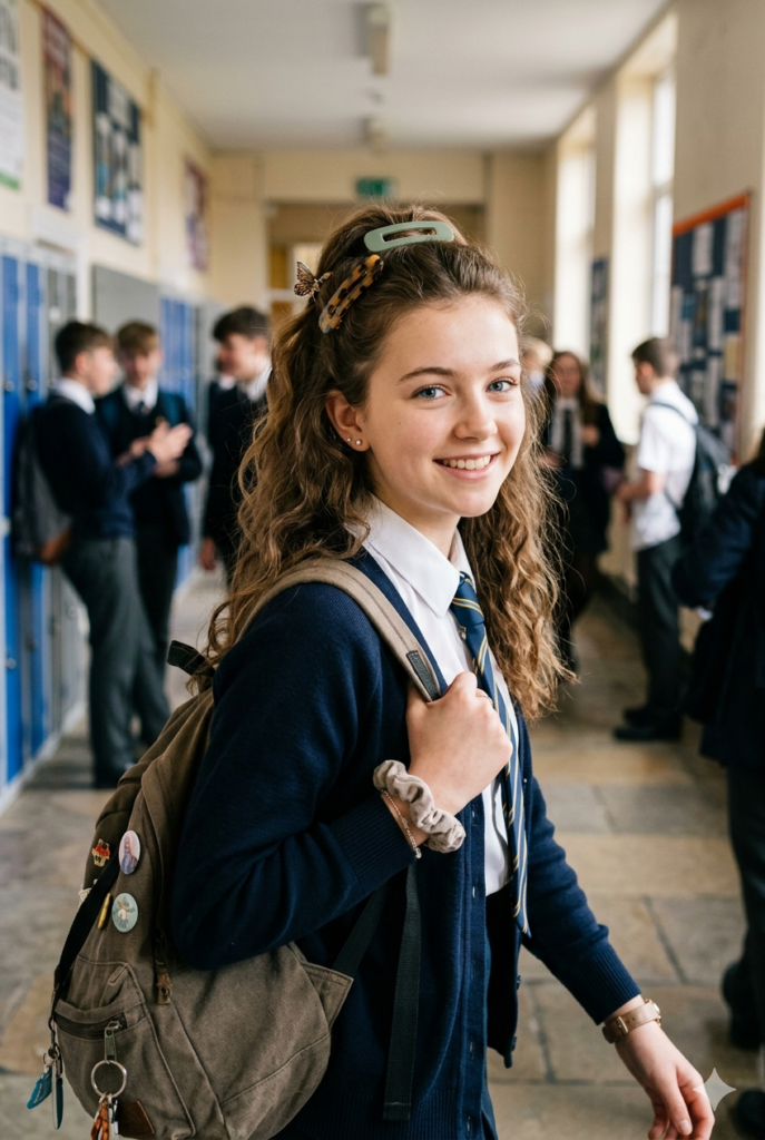 Half-Up Clipped Waves Hairstyle for School girls