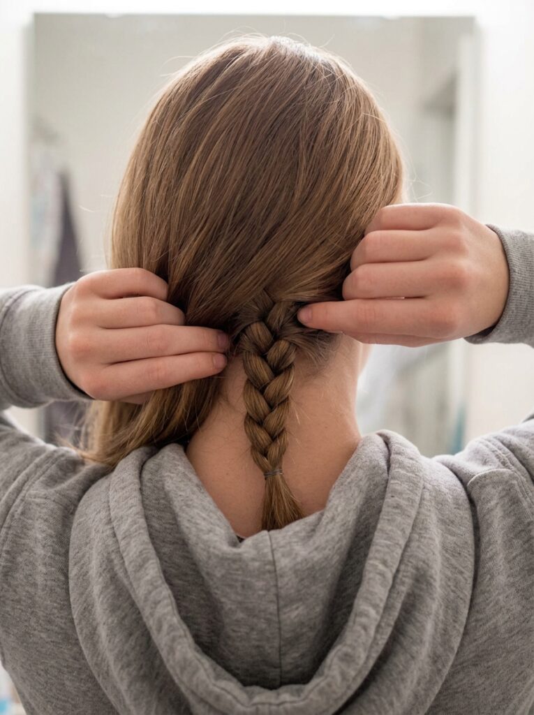 Hidden Braided Bun Hairstyles for School Morning