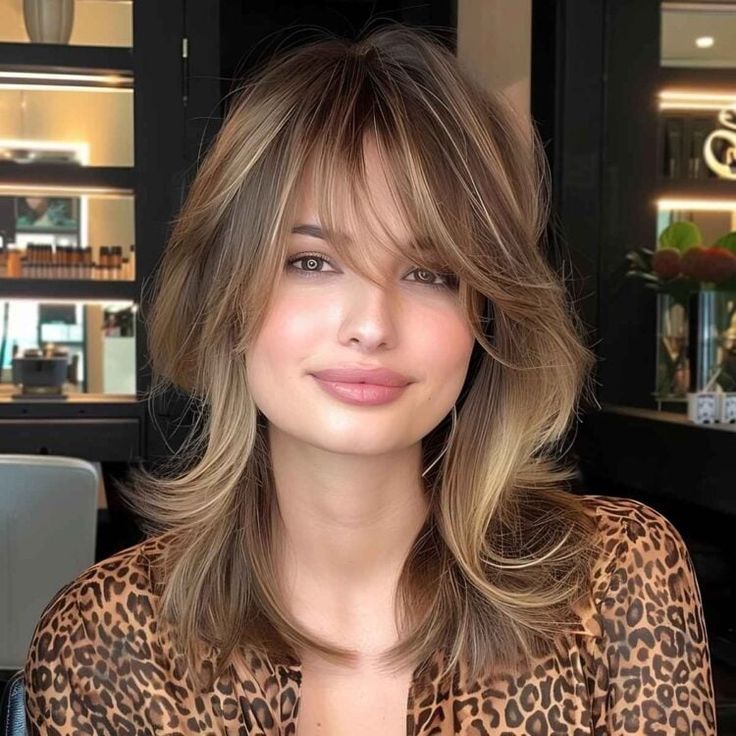 Layered Hair with Soft Middle Part
