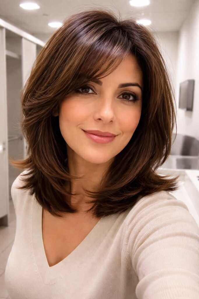 Layered Hair with Soft Middle Part