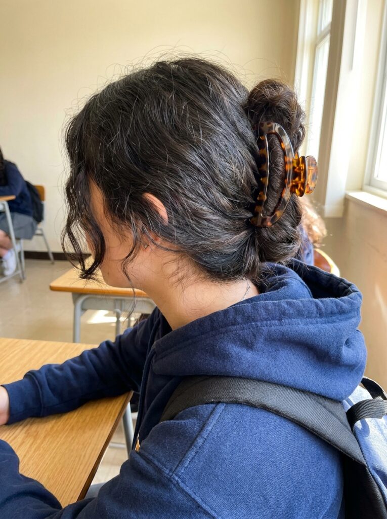 Lazy Day Claw Clip Twist Hairstyle for School girl
