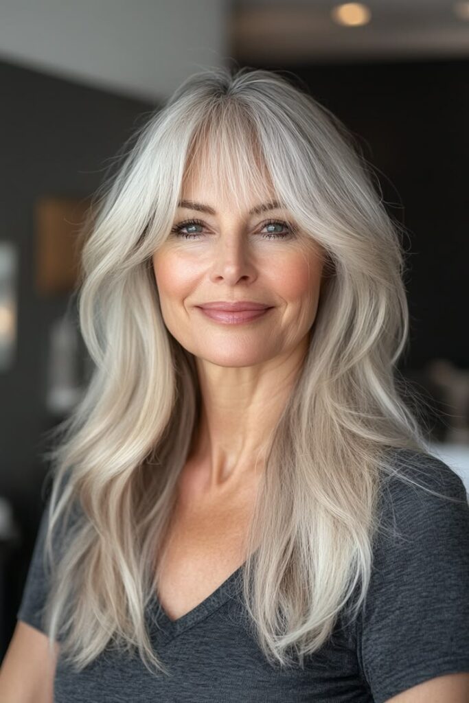 Long Straight Hair with See-Through Bangs