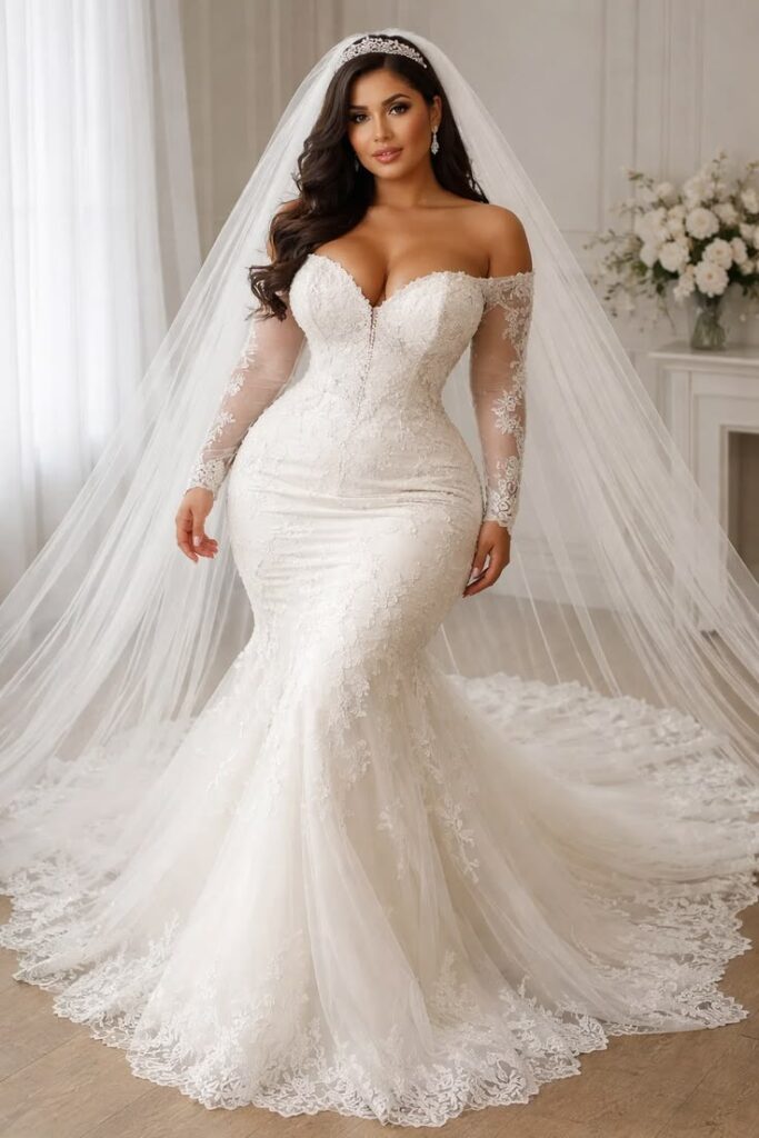 Mermaid Silhouette Glam Bridal Dress