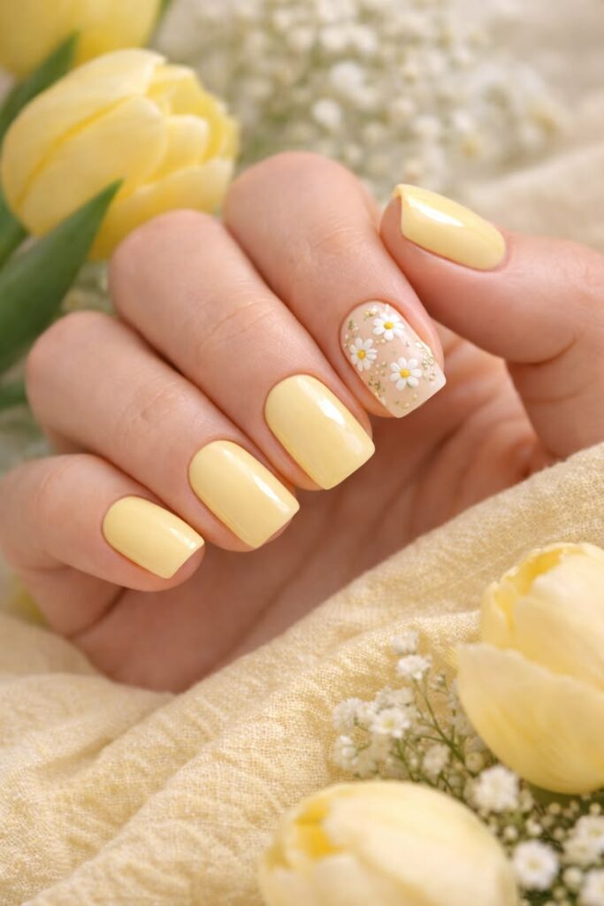 Minimalist Butter Yellow Nails
