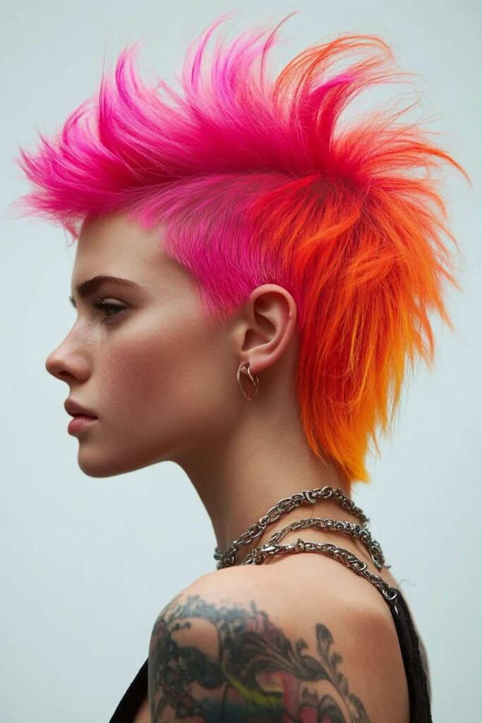 Neon-Colored Shaved Mohawk Style