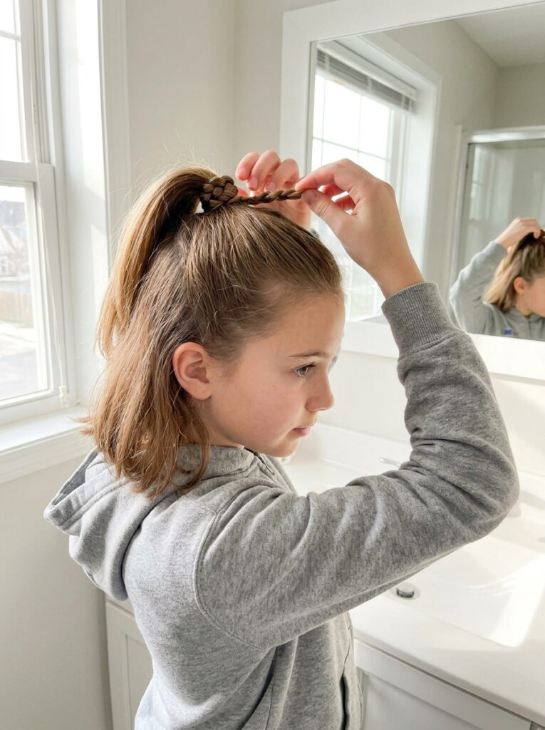 Quick Braided Ponytail Hidden Hairstyles for School Morning