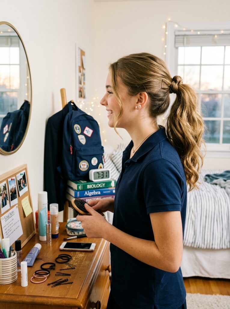 Quick Knot Ponytail Hairstyles for School Morning