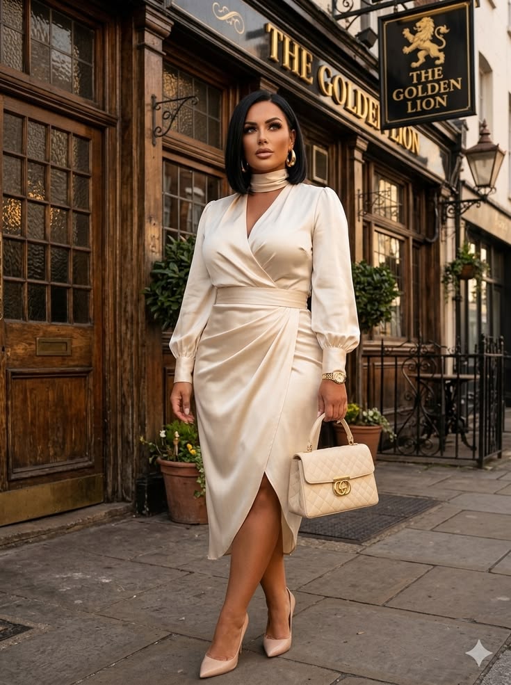 Satin Wrap Dress Elegance