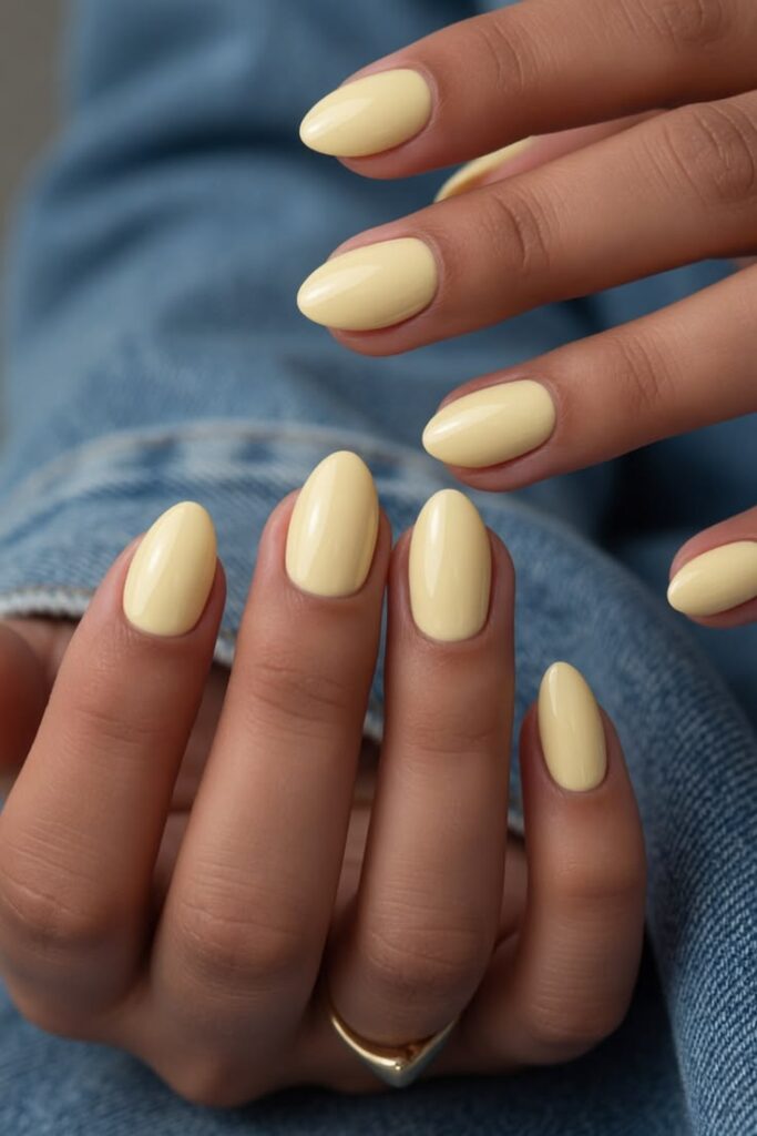 Short Butter Yellow Nails