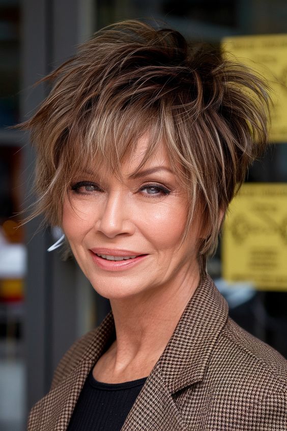 Short Textured Crop with Choppy Bangs