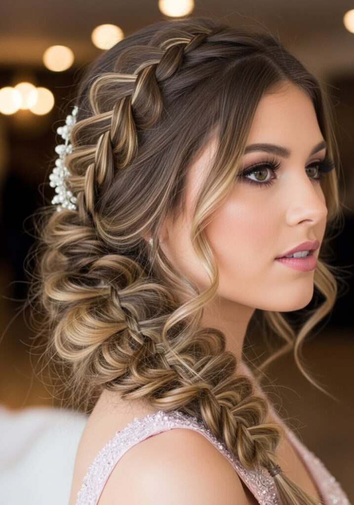 Side Bubble Braid Glam