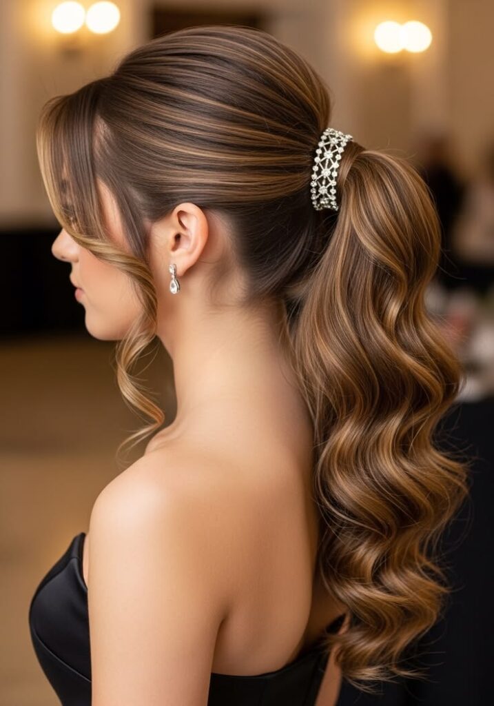 Side-Part Glam Ponytail