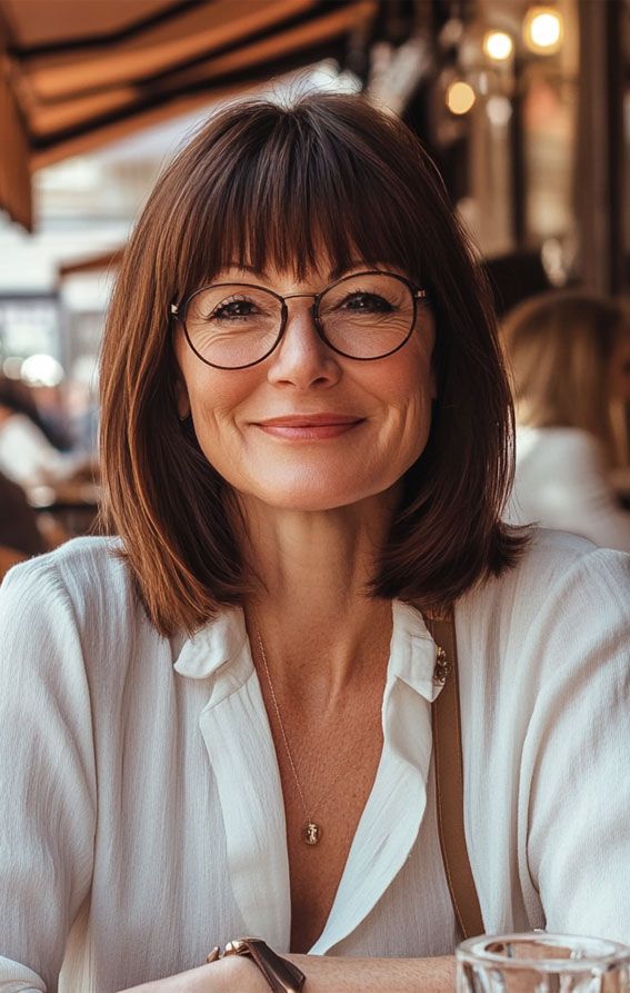 Sleek Long Bob with Blunt Bangs