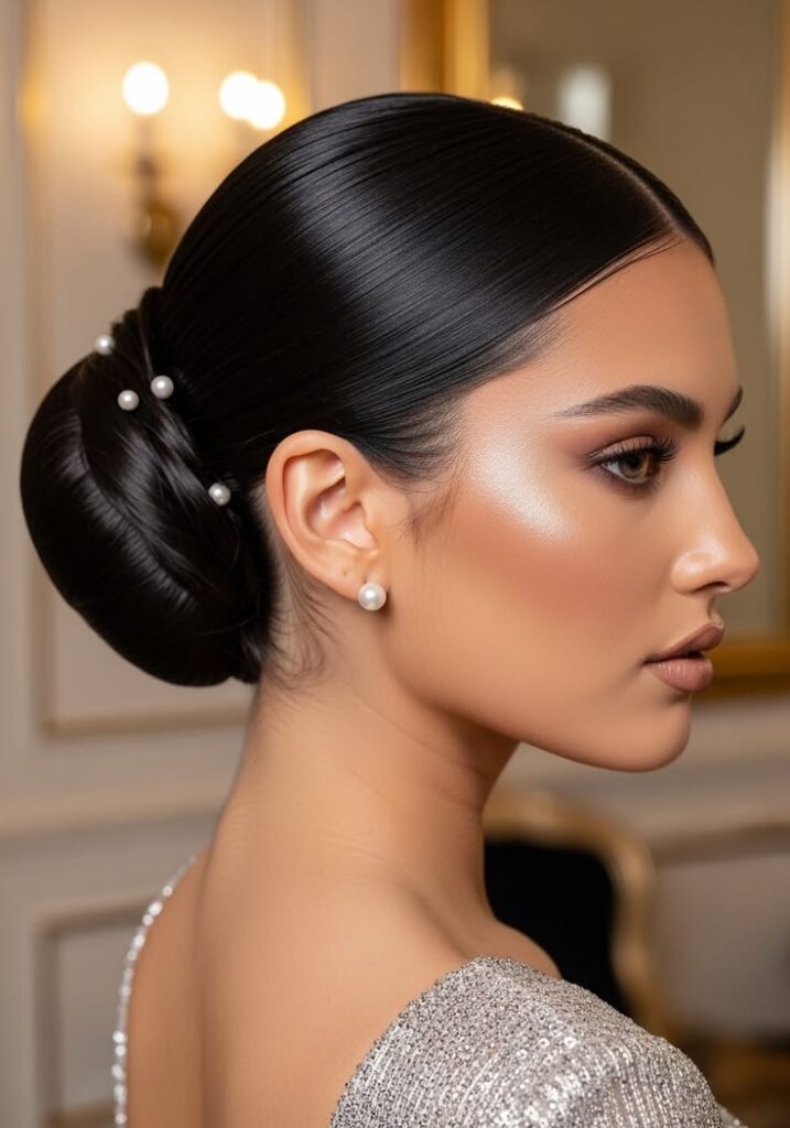 Sleek Middle-Part Bun