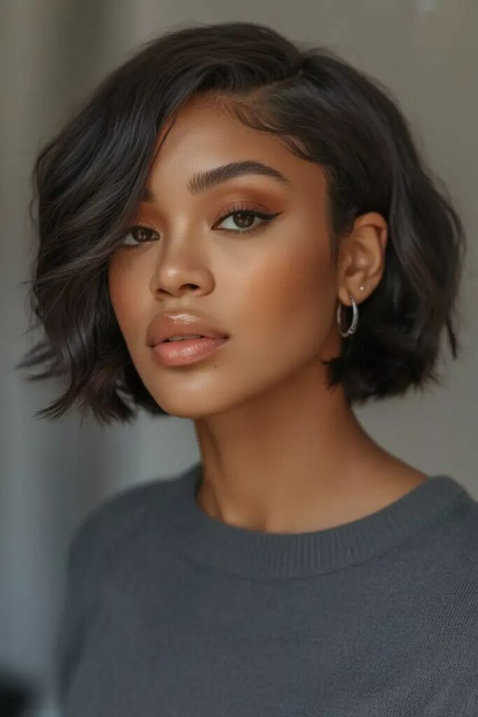 Soft Rounded Bob for Thick Hair Balance