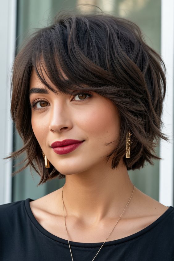 Wavy Chin-Length Bob for Thick Hair Softness