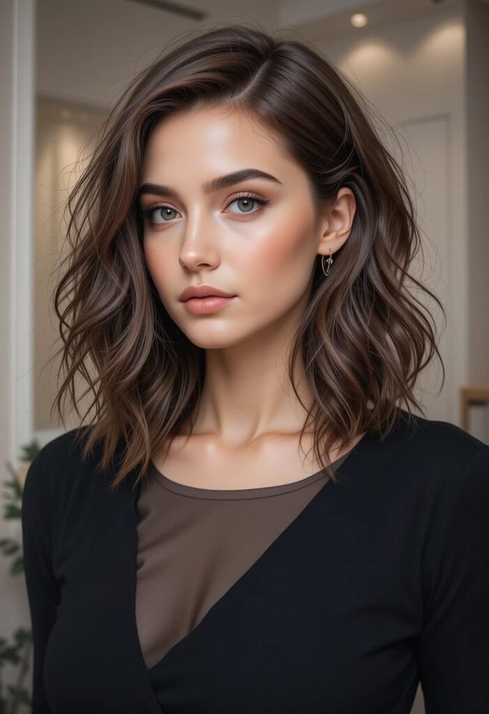 Wavy Shoulder-Length Haircut